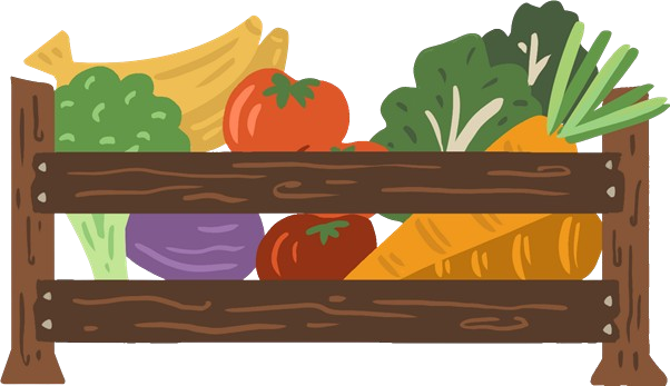 A wooden crate filled with colourful fruit